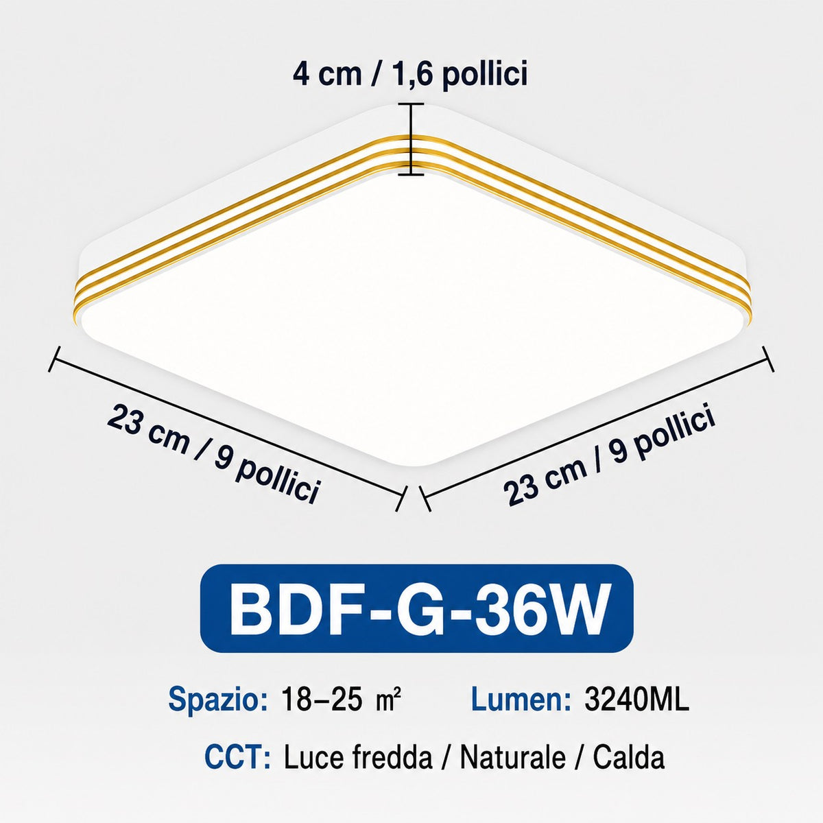 Plafoniera LED Quadrata 18W–48W