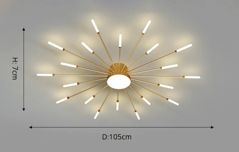 Plafoniera LED Moderna Camera e Soggiorno – Modello B, Oro, 18 luci