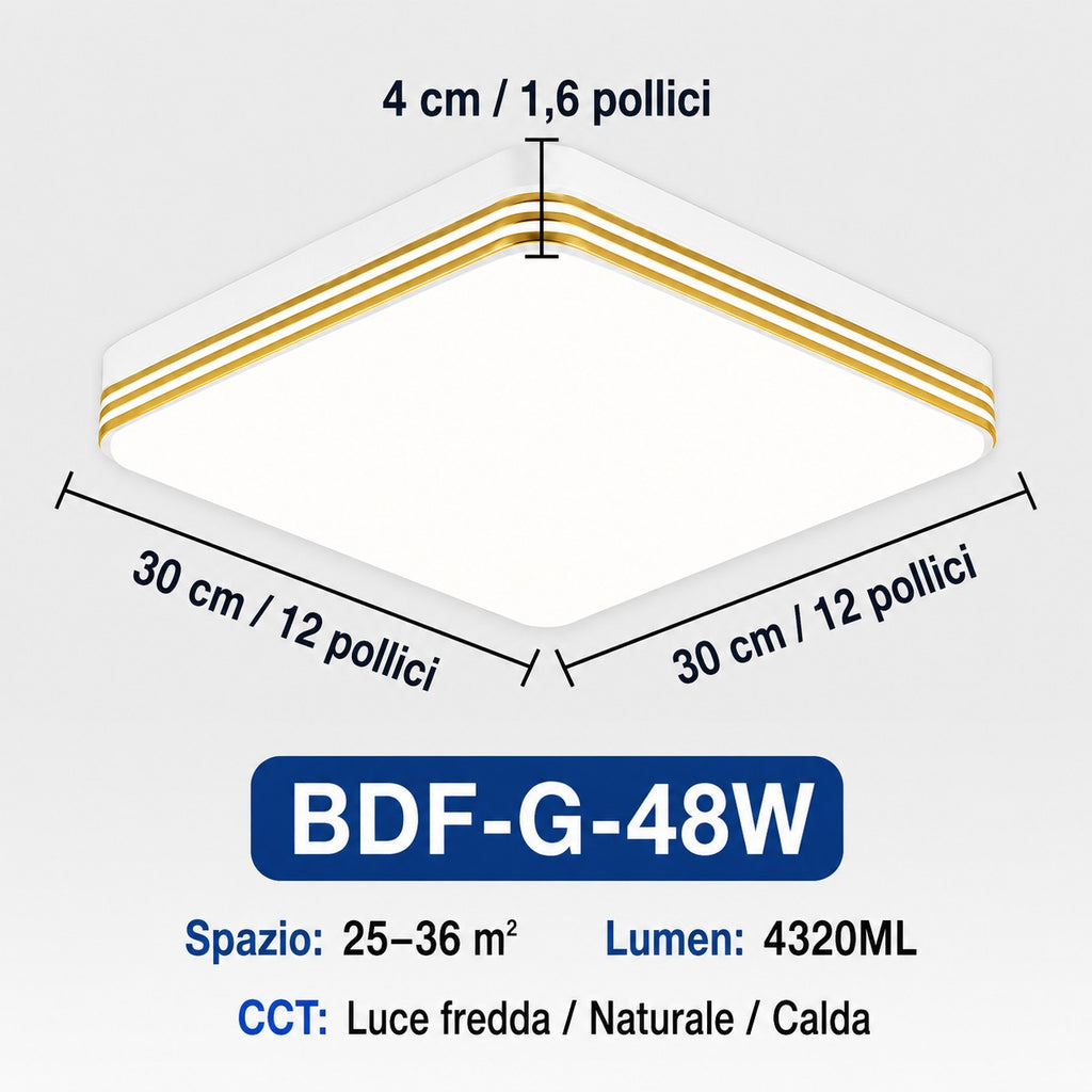 Plafoniera LED Quadrata 18W–48W
