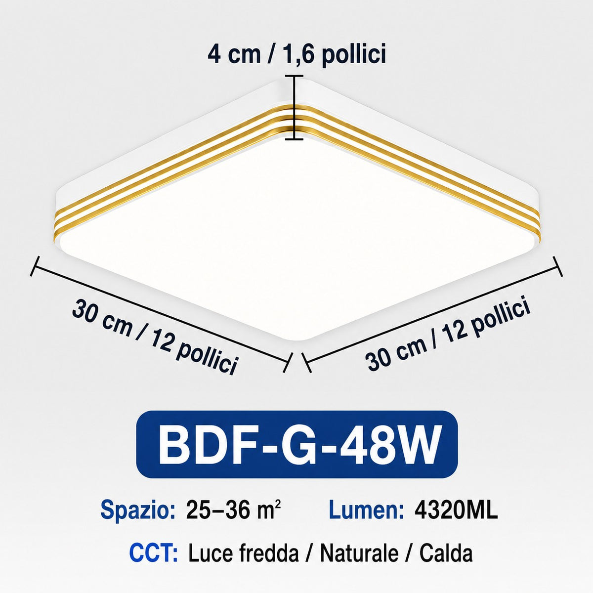 Plafoniera LED Quadrata 18W–48W