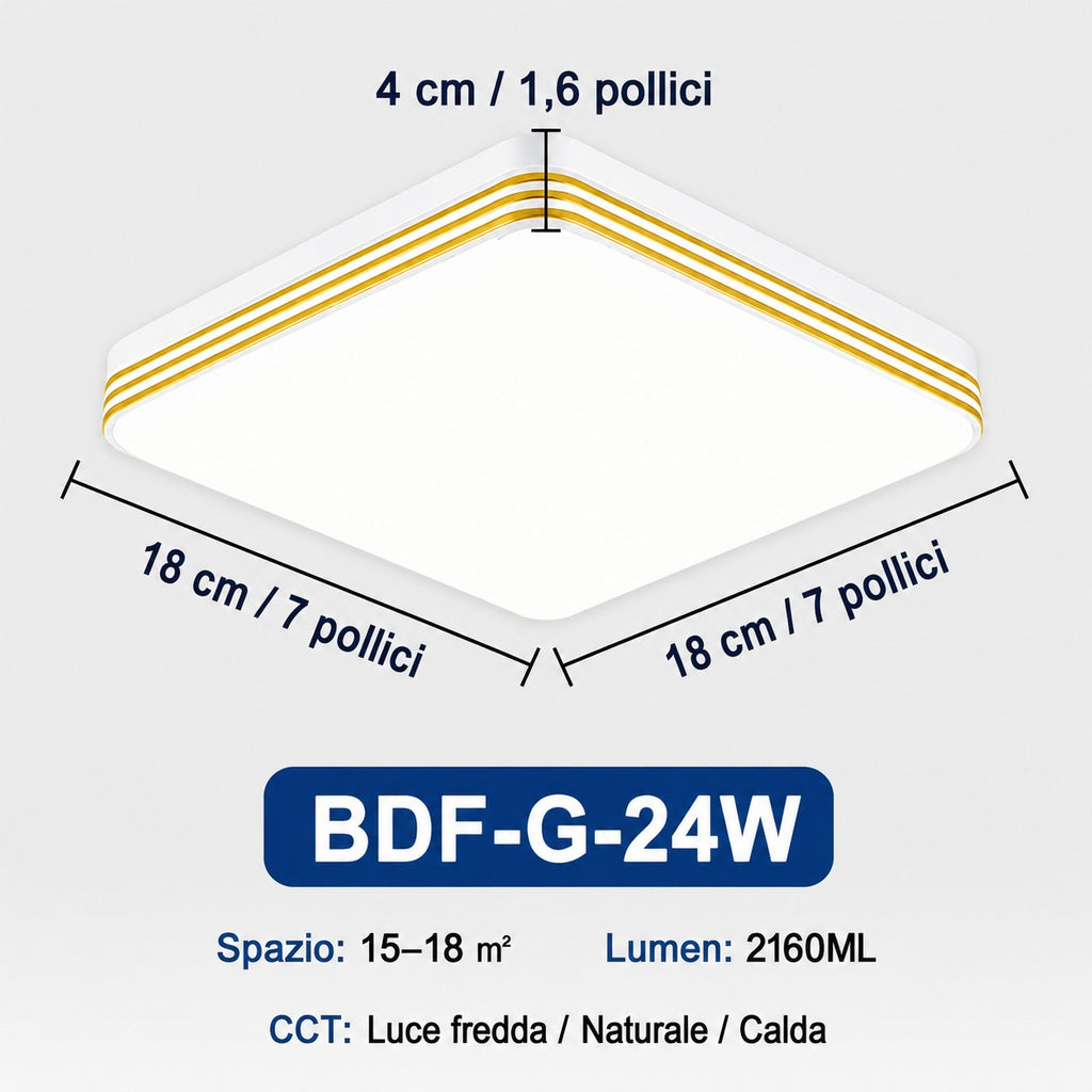 Plafoniera LED Quadrata 18W–48W