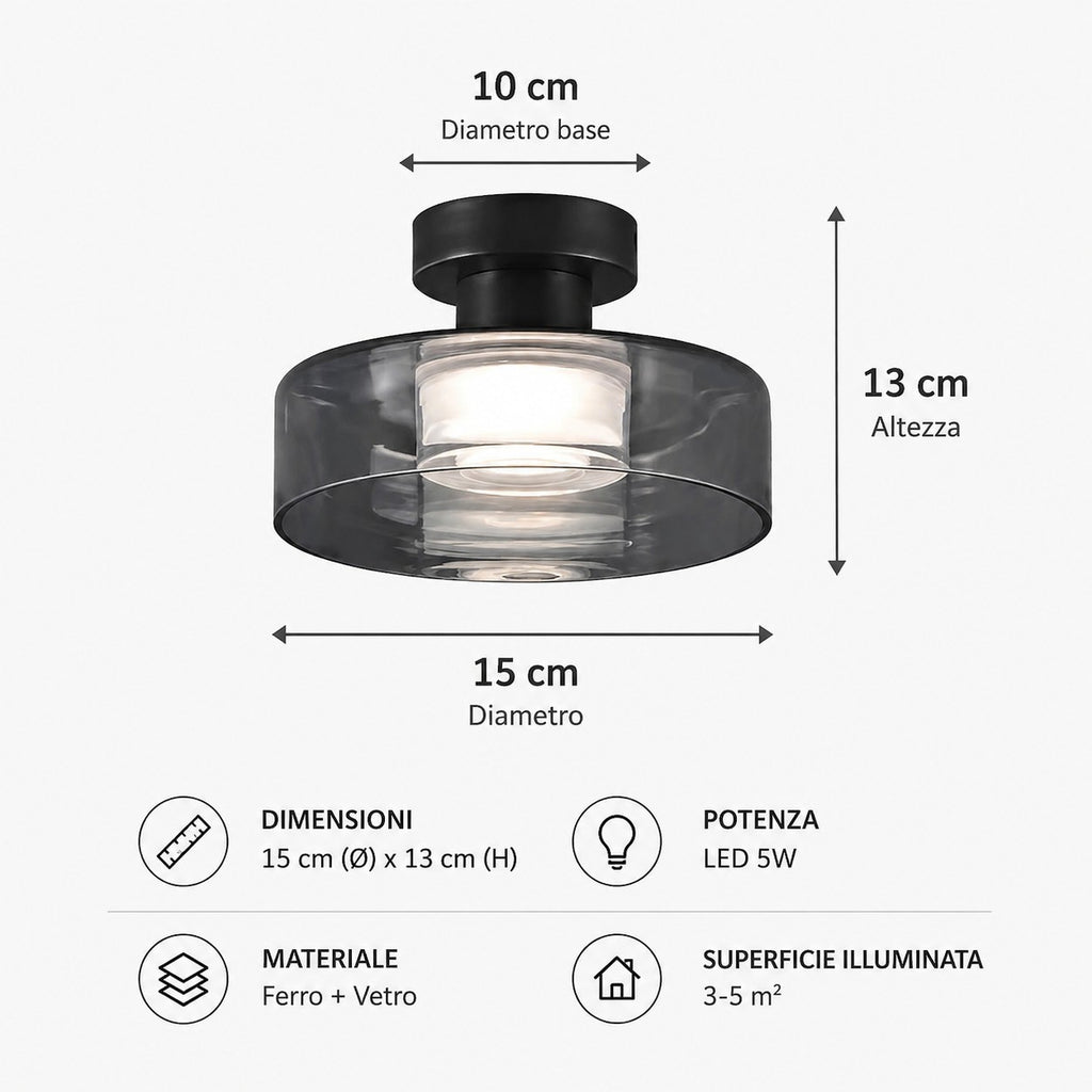 Novoora – Plafoniera LED Vetro Fumé