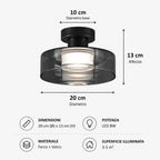 Plafoniera LED in Vetro Fumé