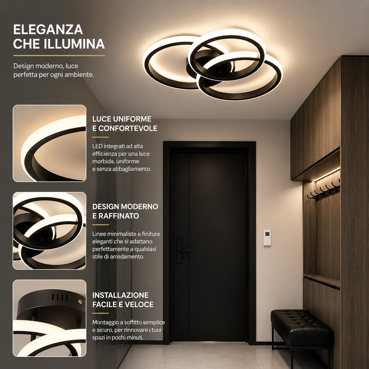 NOVOORA™ Plafoniera LED Moderna – Rotonda & Quadrata