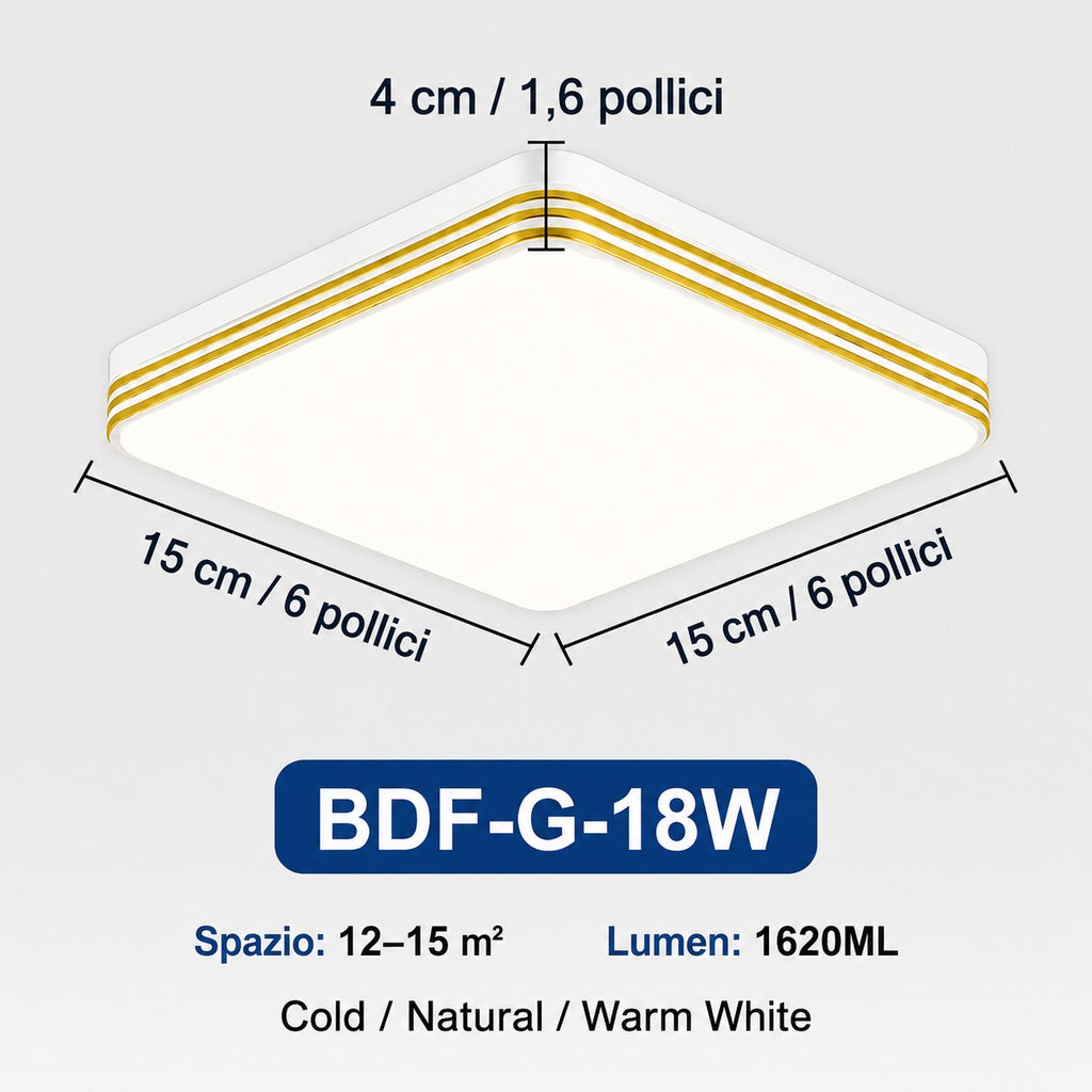 Plafoniera LED Quadrata 18W–48W