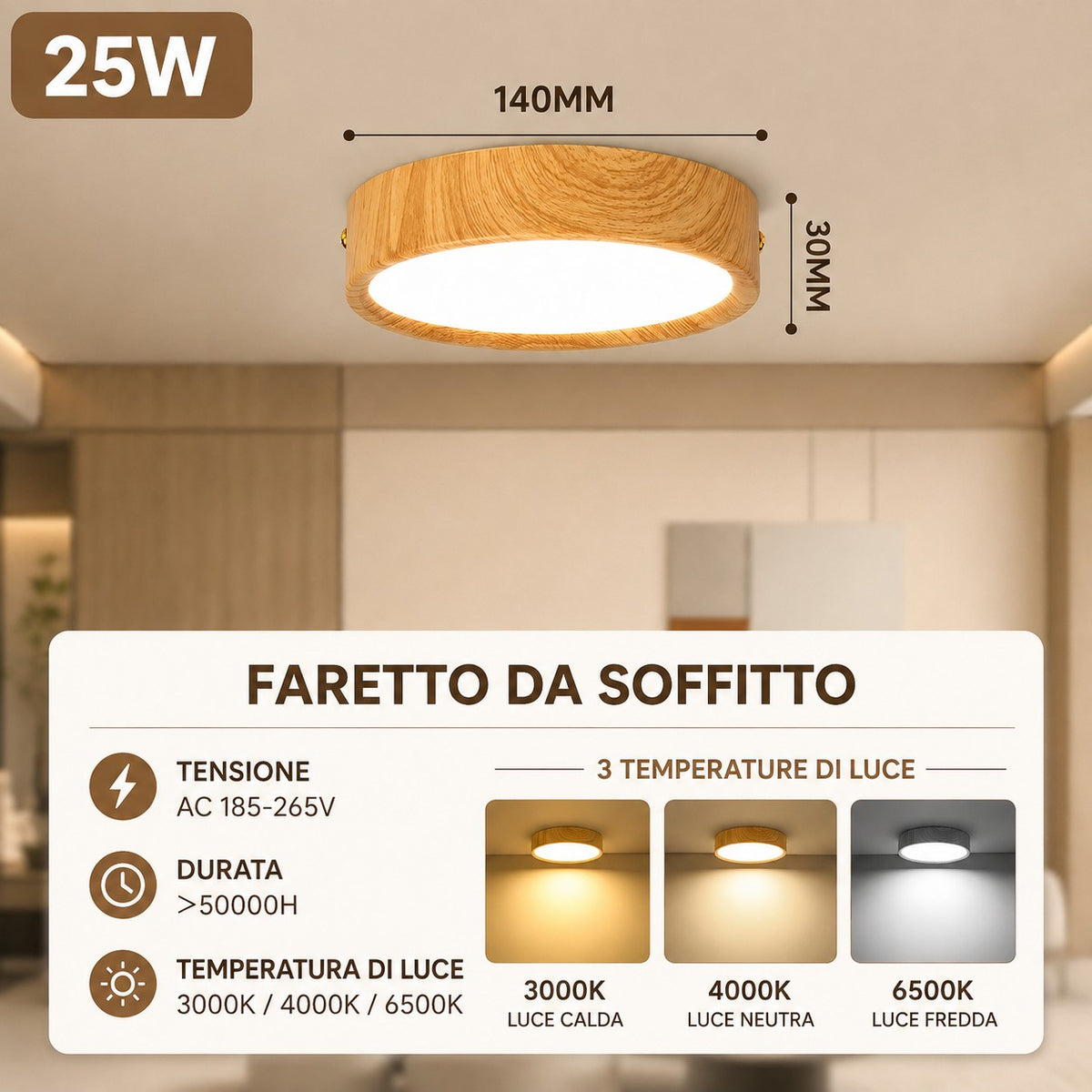 Plafoniera LED Moderna 3 Colori