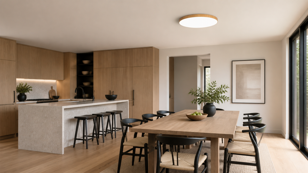 Plafoniera LED Circolare Effetto Legno Noce