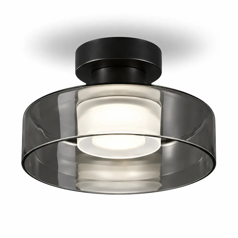 Plafoniera LED in Vetro Fumé e Ferro D15-D20 cm – Camera, Soggiorno e Cucina