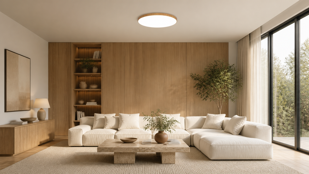 Plafoniera LED Circolare Effetto Legno Noce