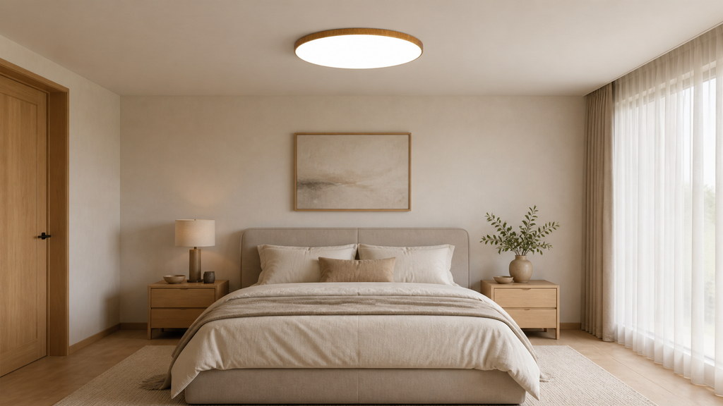 Plafoniera LED Circolare Effetto Legno Noce