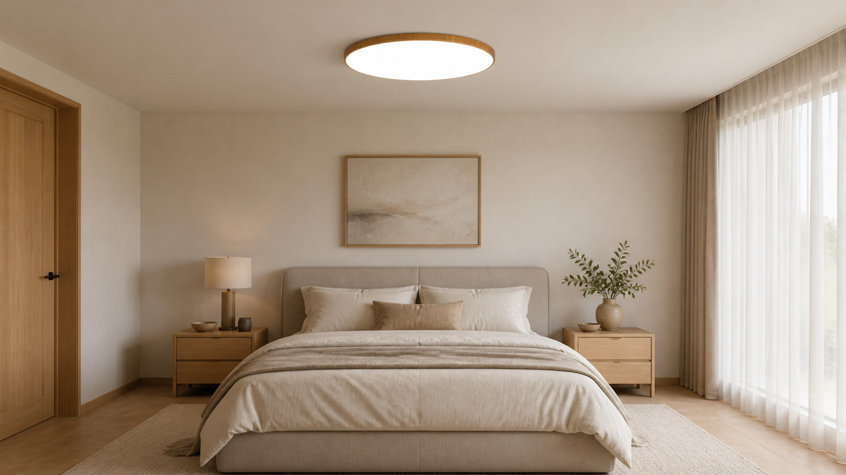 Plafoniera LED Circolare Effetto Legno Noce