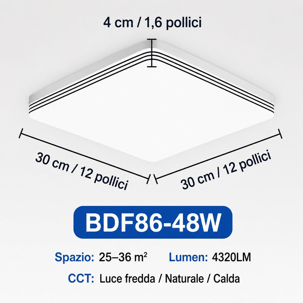 Plafoniera LED Quadrata 18W–48W