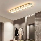 Novoora modern minimalist long LED ceiling light with slim iron and acrylic design installed in a hallway
