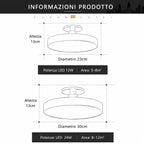 Novoora Macaron LED ceiling light technical diagram showing dimensions for 23cm and 30cm diameter models